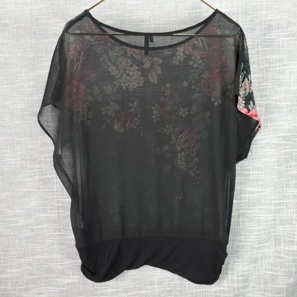 Maurices Sheer Black Lace Floral Print Top Medium - Picture 4 of 4